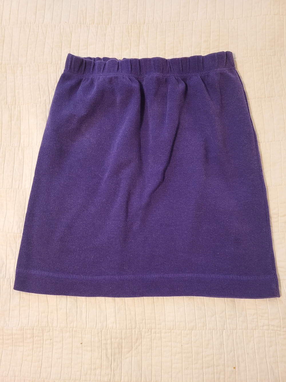 Purple Knit Mini Skirt with Elastic Waist